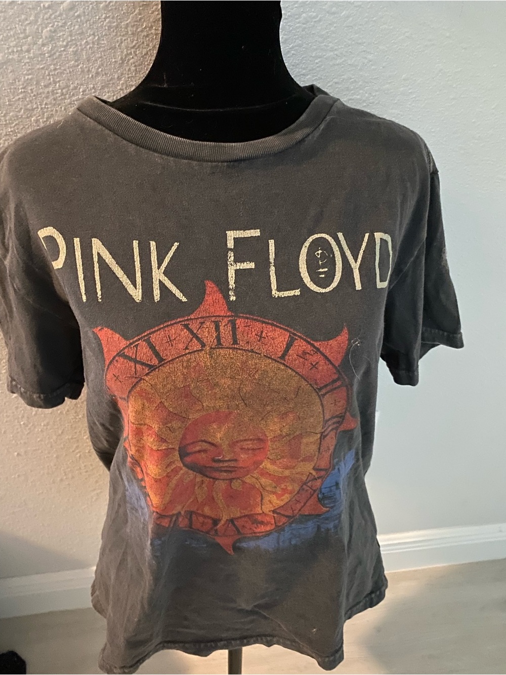 Pink Floyd Black Tee with Red-Orange Sun Graphic